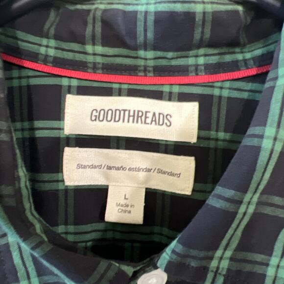 Goodthreads Shirt Mens Large Standard Green Plaid Button Down - Picture 4 of 4